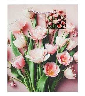 SACOLA PRESENTE LUXO FLORES 42X31X12CM